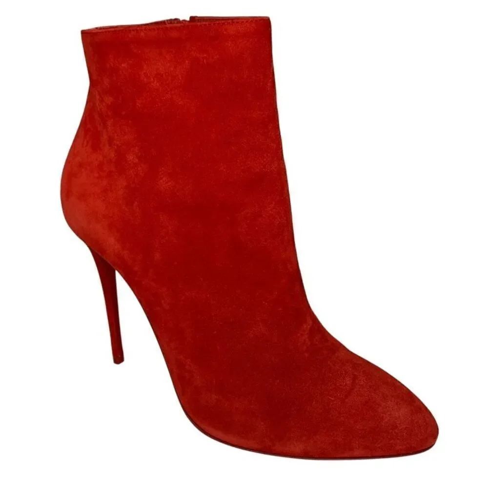 Christian Louboutin Veau Velour Red So Kate 55 Ankle Booties EU 37 US 7 Heels